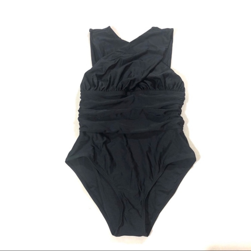 Lapaya Front Criss Cross Ruched One Piece Swimsuit